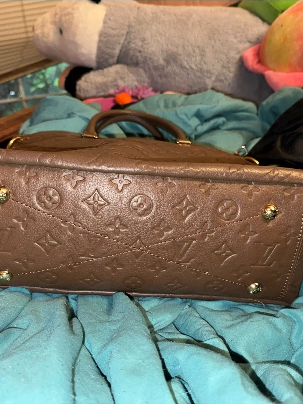 Designer Inspired Brown Monogram Empreinte Leather Tote